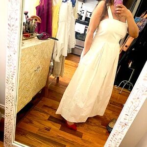 Classic Italian Ivory Buttercream Cotton Midi/Maxi Dress - NWT, size M